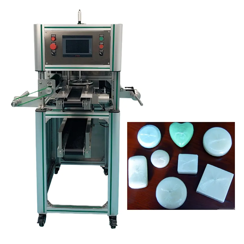 Máquina de envoltura de película de jabón de bloque de mejor precio/máquina de envoltura de película adhesiva de jabón elipse/máquina de embalaje de jabón de película elástica para la venta