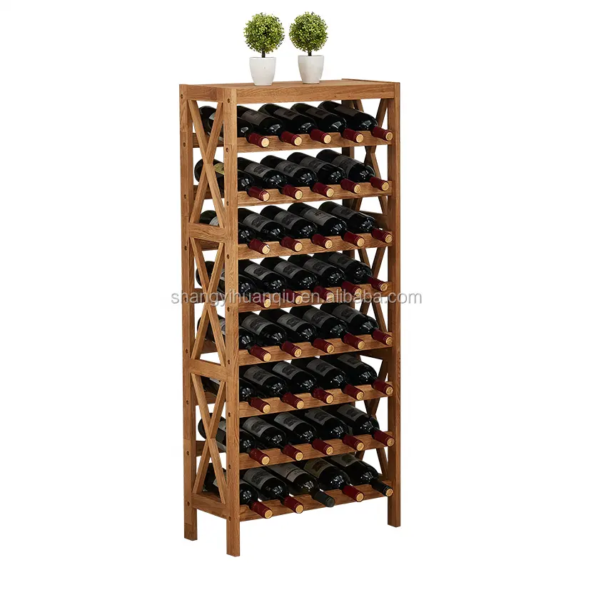 Soporte de madera personalizado para botellas de vino, barra de 5 niveles independiente, estante de exhibición de vino, estantes de madera para vino