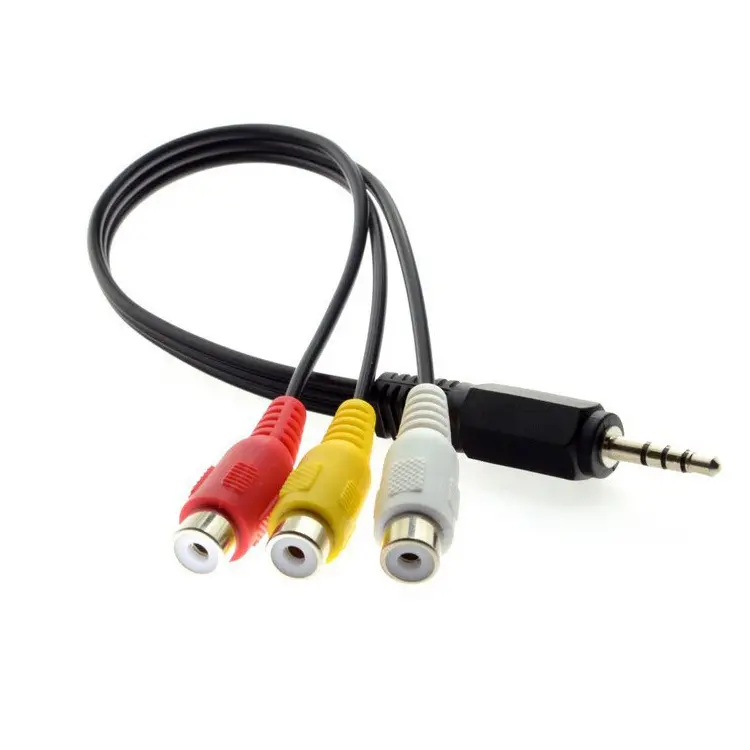 Videocámara de 3,5mm a RCA AV 3,5mm a 3 Rca para TV Box, ordenador, altavoz, proyector, vídeo estéreo, Cable de Audio RCA de 3,5mm