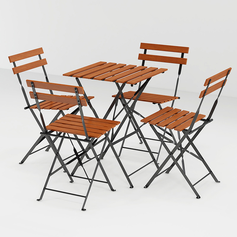 Tiras de madera 1 mesa 4 sillas