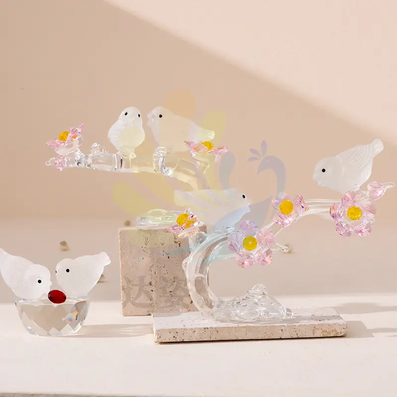Nuovo tavolo da salotto con decorazione di uccelli di cristallo cinese per inviare agli amanti degli amici artigianato