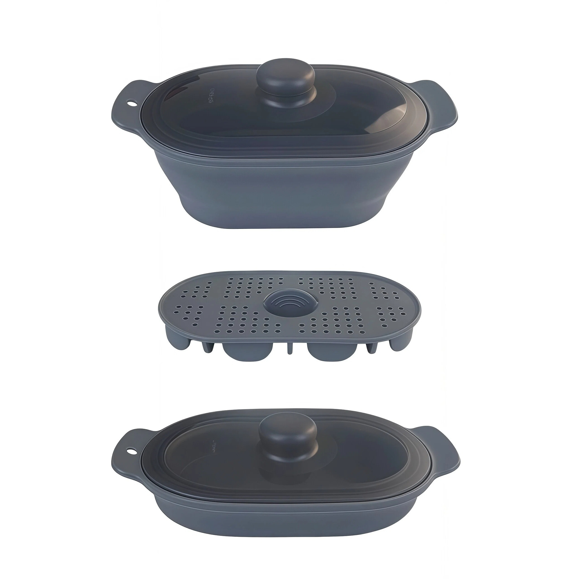 Rectangular gray steamer rack-foldable