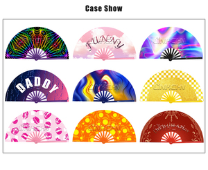 Tùy Chỉnh 33Cm Lớn Đầy Màu Sắc Tre Gấp Quạt Tay Cá Nhân Kung Fu Rave Clack Người Hâm Mộ Cho Người Đàn Ông/Phụ Nữ Lễ Hội Khiêu Vũ Quà Tặng - Product Image 5