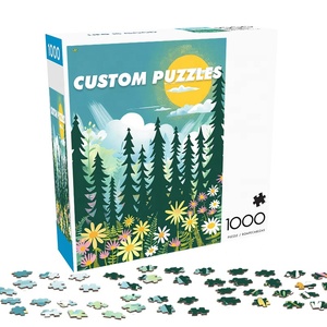 カスタム印刷自然風景緑の木の花段ボール脳ゲームパズル大人のための1000ピースジグソーパズル - Product Image 1