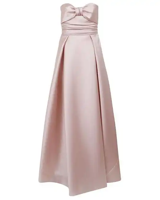 Custom Pink Knot Schulter freies Maxi kleid Ärmellose Satin kleider Damen Lady Ärmelloser langer Rock Seiden kleid