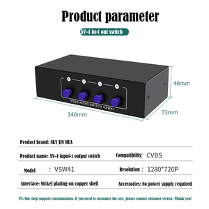 Conmutador de audio y video AV Interfaz RCA de salida 4 en 1 4*1 Compartido 4 Amarillo Rojo WhiteLotus Fuente Fabricantes - Product Image 5