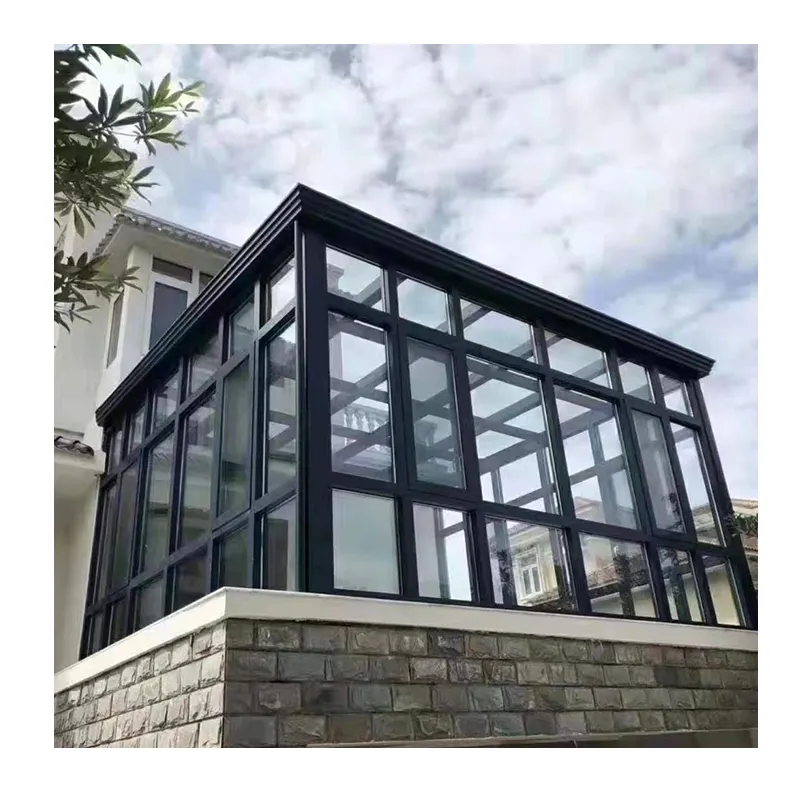 Modelo 3d vila teto de vidro sala de sol, sala de sol, jardim de inverno, conservador, vidro de alumínio, sala de sol, vidro
