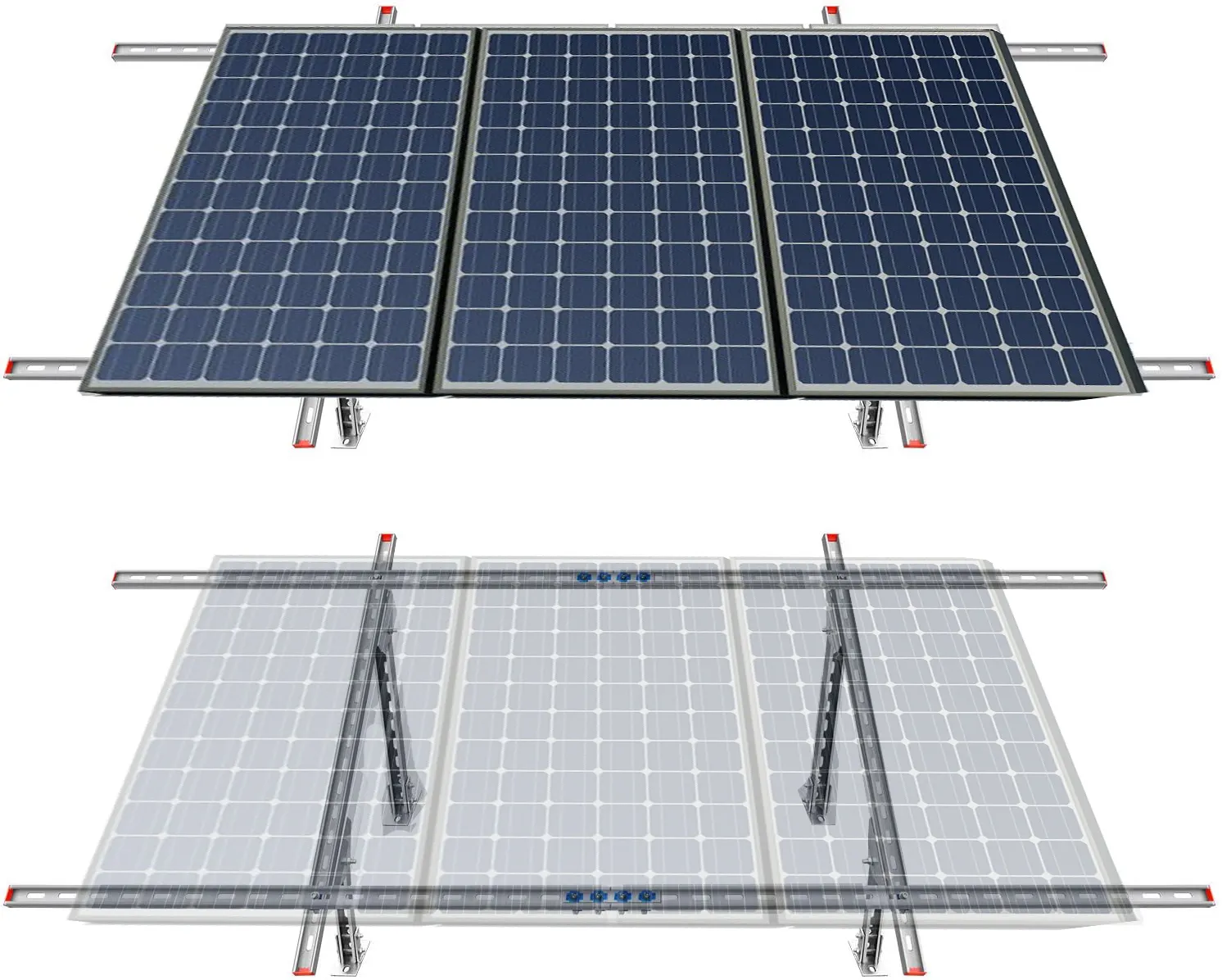 Panel Solar de montaje en estante, sistema de montaje de techo plano