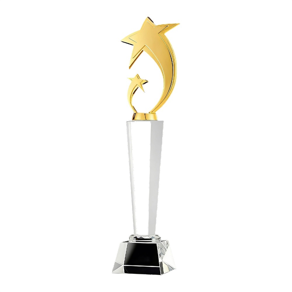 Trophée de luxe personnalisé en métal et cristal en grande quantité