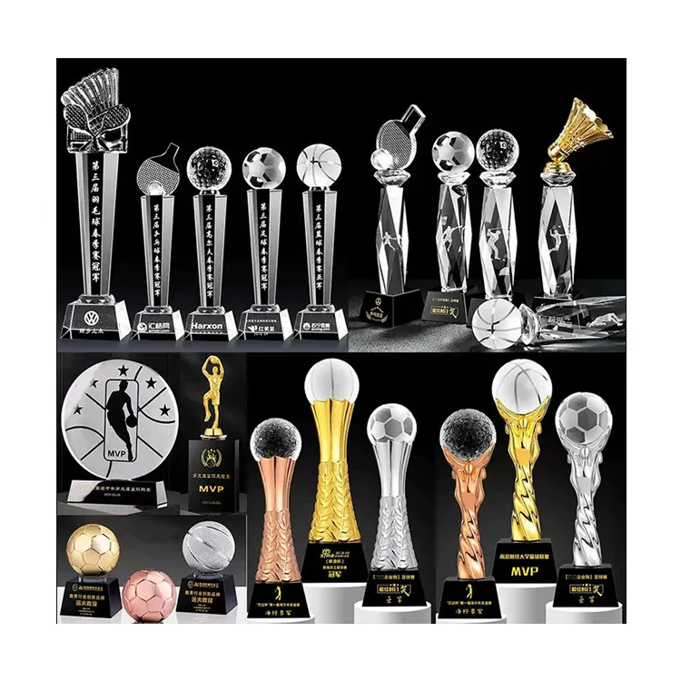 Campeonato Personalizado Deportes Premio Fútbol Béisbol Baloncesto Medallas Y Trofeos Cristal