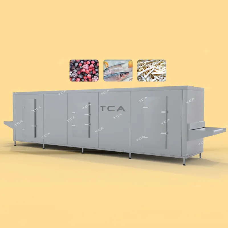 TCA haute qualité automatique surgelé pois verts boulangerie et viande iqf congélateur tunnel fluidisé machine