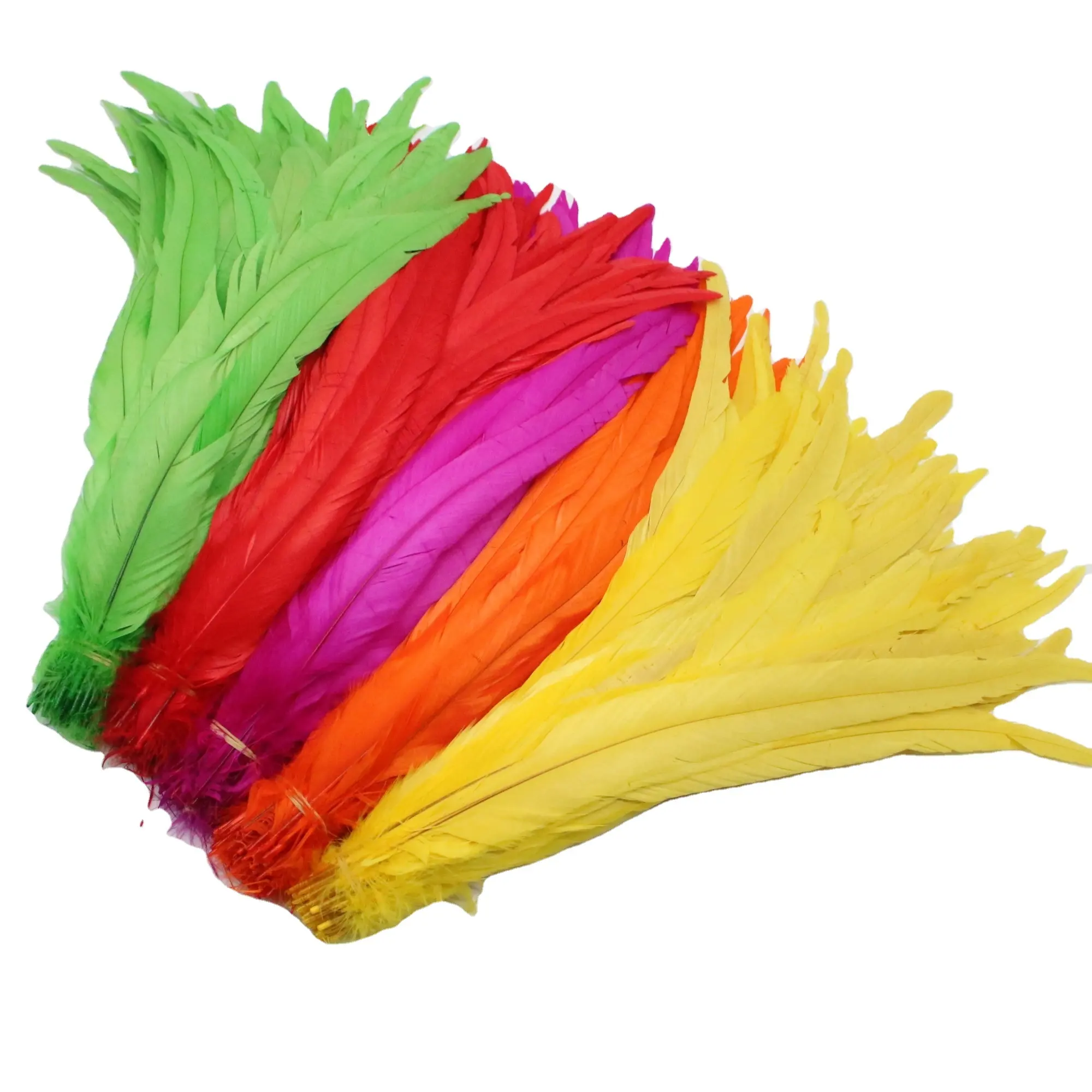 Wholesale 100Pcs/Lot All Sizes Colored Rooster Feathers for Crafts Fly Tying Materials Long Pheasant Carnival Wedding Decoration