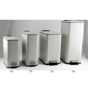 トイレ用ソフトクローズ機能付き各種サイズメタル長方形フットペダルビン15Lゴミ箱 - Product Image 2