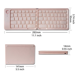 折りたたみ式Bluetoothキーボードポータブルピンクワイヤレスキーボード、スタンドホルダー付き充電式IOSAndroid Windowsと互換性があります - Product Image 5