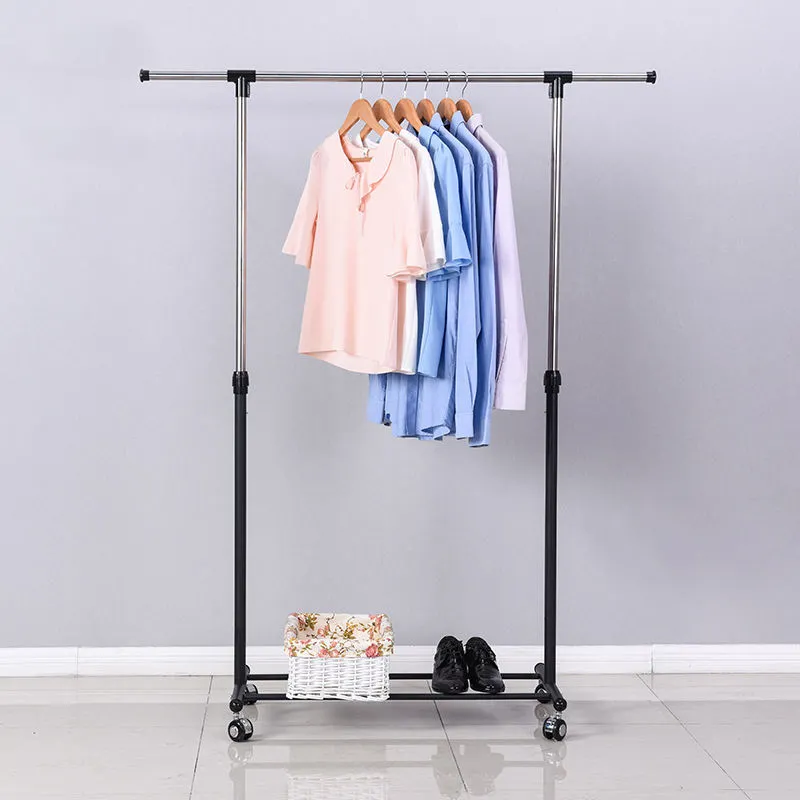 LEEKING Factory direct selling single pole stainless steel balcony indoor clothes hanger floor-standing coat rack