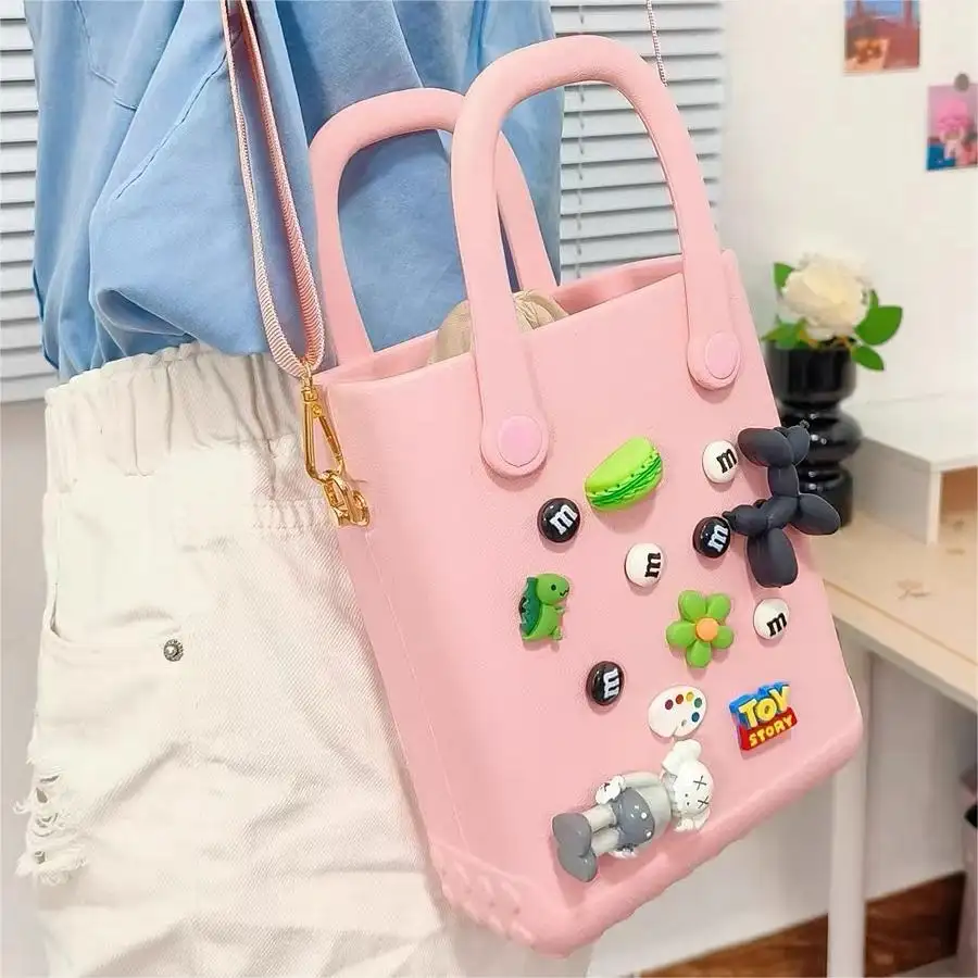 2023 nuova moda piccola gomma siliconica impermeabile fai da te cartone animato decorativo Charms borsa estate borsa ragazza Eva Foam Beach Tote Bag