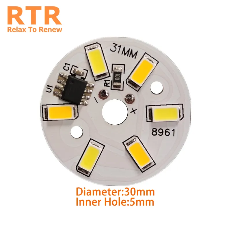 Dc 5V Rgb Led Licht Pcb Assemblage Circuit Printplaat Rond 30Mm Diameter Kristallen Bol Nachtlampje Diy Kit