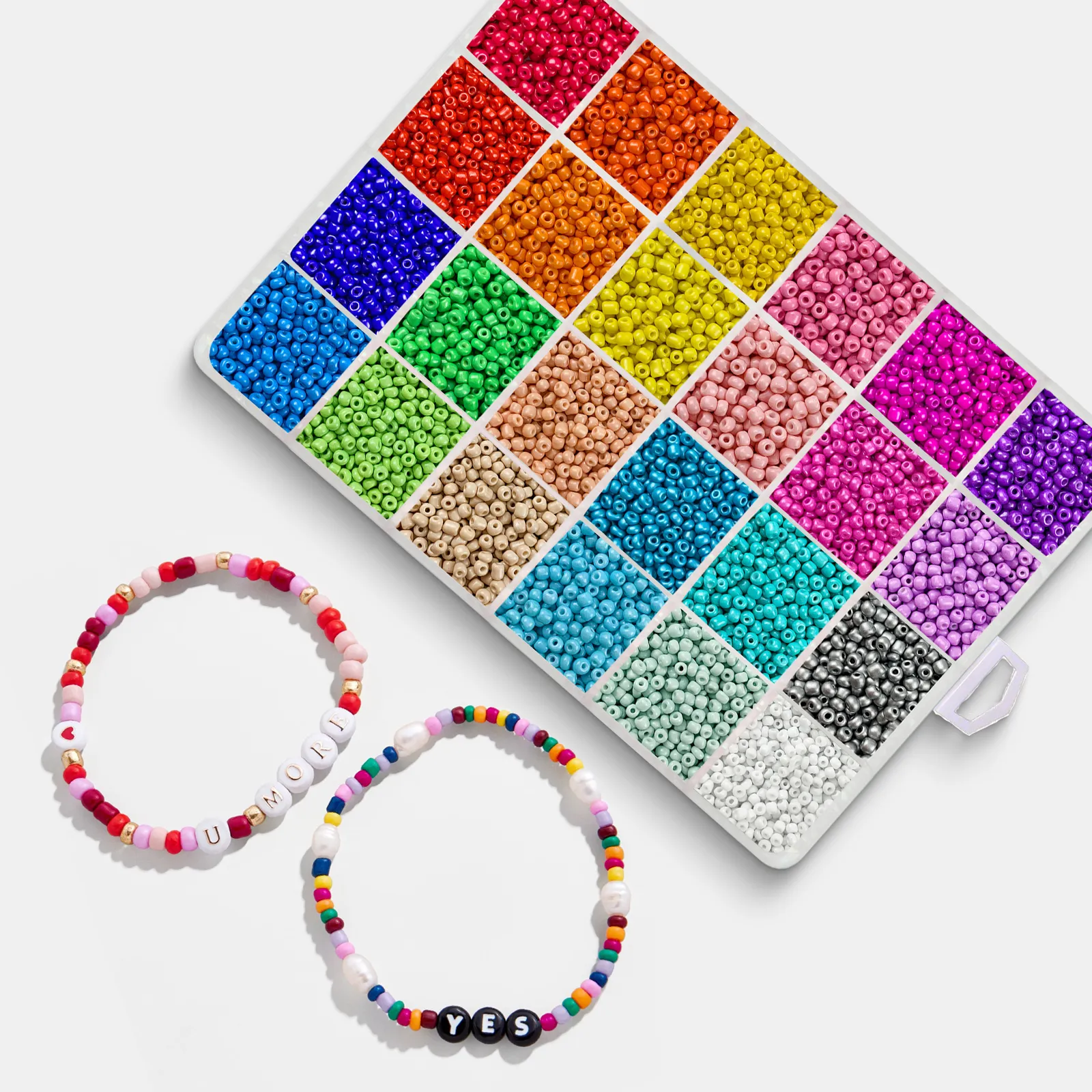 Gran oferta, 24 colores, 6000 Uds., cuentas de semillas de vidrio de 4mm para fabricación de joyas, Kit de suministros para manualidades, fabricación de pulseras y collares