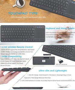 teclado inalambrico人体工学便携式2.4G无线触摸键盘简易媒体控制触摸板键盘电脑电视窗口 - Product Image 6