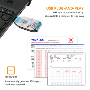 USB <strong>Temperature</strong> <strong>Data</strong> <strong>Logger</strong> - 180 Days Recording, -30&deg;C~60&deg;C Range, Auto PDF Report, TempU02 for Cold Chain Logistics - Product Image 3