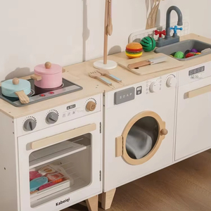 Nhà máy trực tiếp trẻ em bằng gỗ mô phỏng nhà bếp đặt máy nướng bánh mỳ Máy pha cà phê bằng gỗ Đồ chơi nhà bếp - Product Image 1