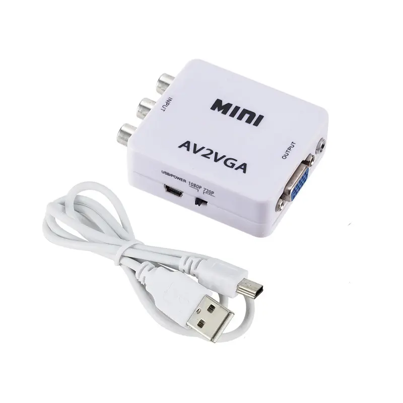 HD RCA CVBS Video Converter Conversor Mini AV2VGA Video Converter Adapter mit 3.5mm Audio zu PC HDTV Converter AV zu VGA