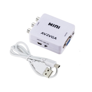 Convertidor de vídeo HD RCA CVBS, convertidor de vídeo AV2VGA Mini, adaptador con Audio de 3,5mm a PC, convertidor de HDTV AV a VGA