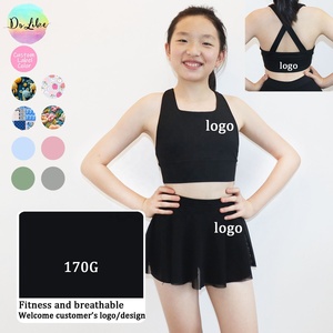 Trẻ Em Tùy Chỉnh Thể Thao Cô Gái Quần Áo Tập Thể Dục Quần Áo Yoga Phòng Tập Thể Dục Bộ Quần Áo Thể Thao Crop Top Với Skort Bộ - Product Image 3