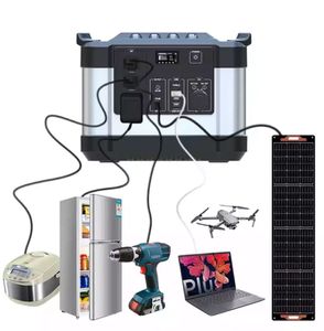 户外野营太阳能便携式电站发电机交流220V 230V 1000w 2000w锂离子电池车源