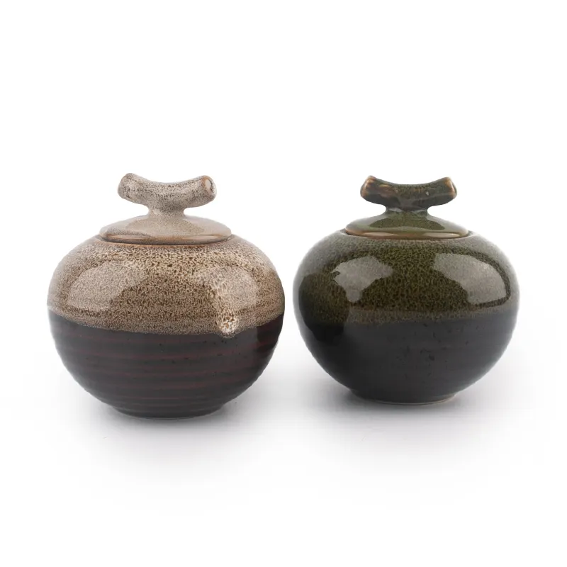 Pequeno recipiente de chá com tampa selada, tamanho de urno de cerâmica personalizável cremação memoriais urnas para animais pequenos