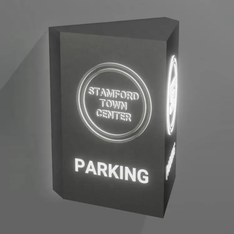 Señales de estacionamiento vehicular personalizadas del fabricante, señal direccional, señalización de monumento de estacionamiento iluminada independiente