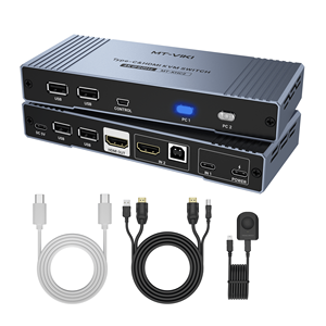 混合USB类型C和HDMI KVM交换机2端口4K 60Hz + 电缆，适用于笔记本电脑的MT-VIKI 4K USB C和HDMI KVM切换器 - Product Image 1
