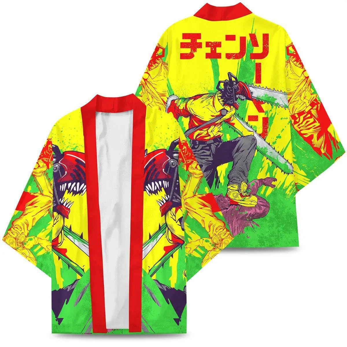 Chainsaw Man Pochita Denji Cosplay Impresión 3D Haori Anime Kimono Capa Verano Camisas de manga corta