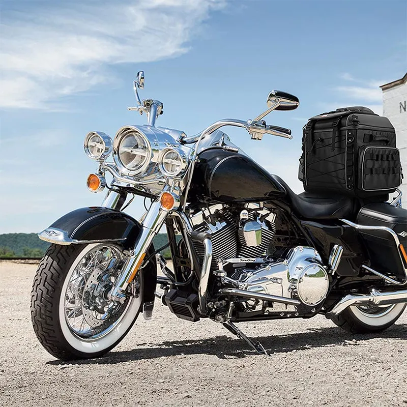 Asiento de viaje impermeable personalizado para motocicleta, asiento trasero, equipaje, bolsa trasera para motocicleta