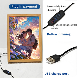 Hot bán tùy chỉnh LED ánh sáng ban đêm 3D khung ảnh bằng gỗ với 3 màu sắc nghệ thuật Deco Thiết kế hộp bóng cho các cặp vợ chồng phòng ngủ trang trí nội thất đèn - Product Image 4