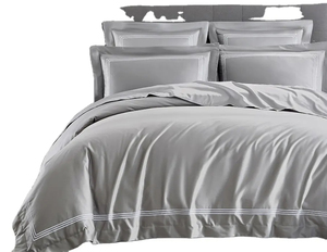 Khách sạn Khăn trải giường thêu 3 dòng trên Duvet bao gồm và gối trường hợp tấm phẳng Bộ đồ Giường Màu Trắng đặt - Product Image 4