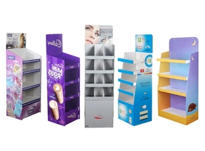 Biểu tượng tùy chỉnh in ấn tái chế Sản phẩm bán lẻ Pop tông sàn hiển thị đứng sản phẩm hiển thị các tông kệ - Product Image 4