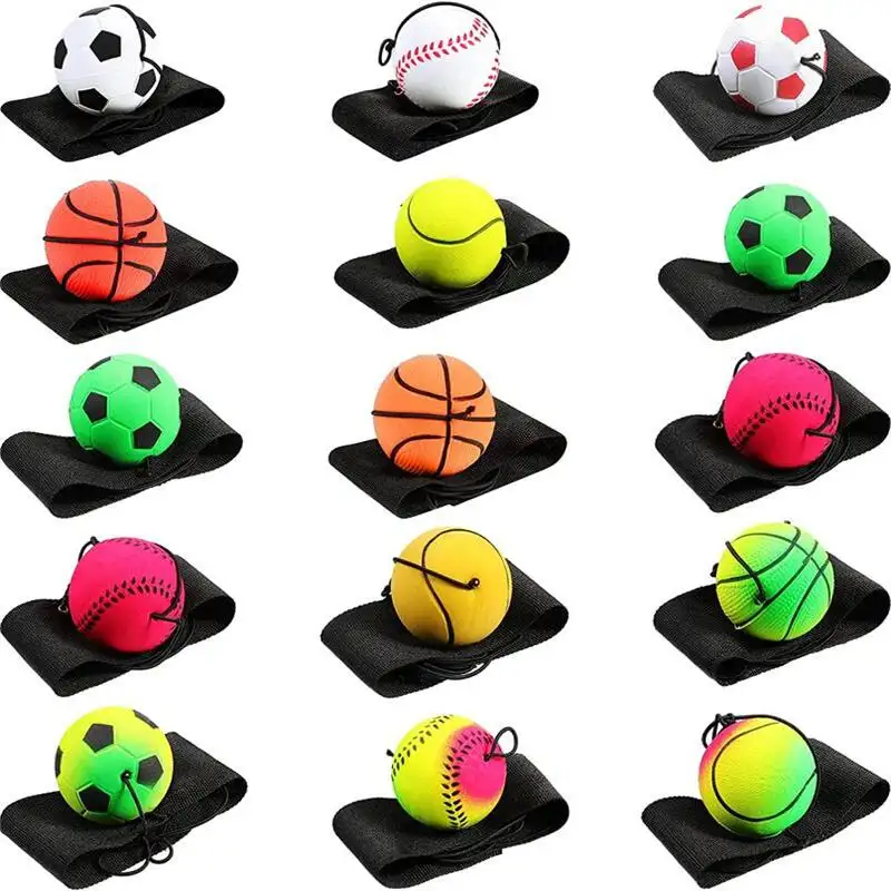 Wrist Return Ball Rubber Sport Ball com pulseira e String Reboun para Exercício Play