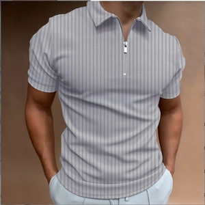 เสื้อโปโลแขน RT ยืดหยุ่นสีทึบมีซิป - Product Image 3