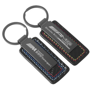 M AMG deri anahtarlık üç renkli karbon Fiber desen araba modifikasyonu için spor logosu Metal anahtarlık halka kolye - Product Image 5