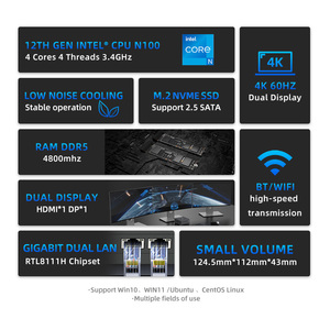 2023新しい第12世代ミニPCWindows11 IntelN100プロセッサー8GbDdr54800Mhz256Gbポケット12VデュアルLANミニコンピューター - Product Image 3