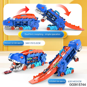 恐竜アドベンチャートラックおもちゃパズル多機能変形ティラノサウルスレックスカーSプラスチックダイキャストカーモデル - Product Image 3