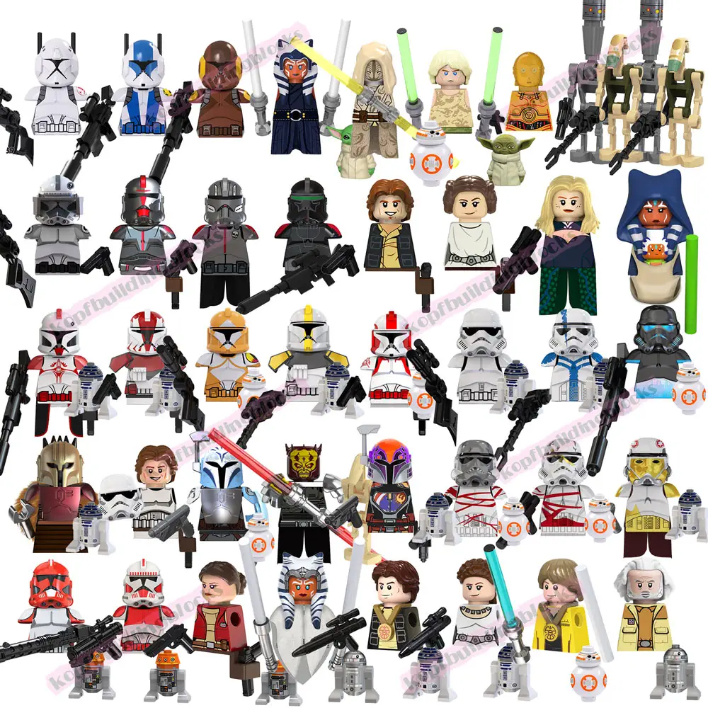 Famoso Filme Guerras Espaciais SW Figura Modelo Ahsoka Luke Han Solo Leia Mandalorian Building Block Mini Tijolos Figura Brinquedo