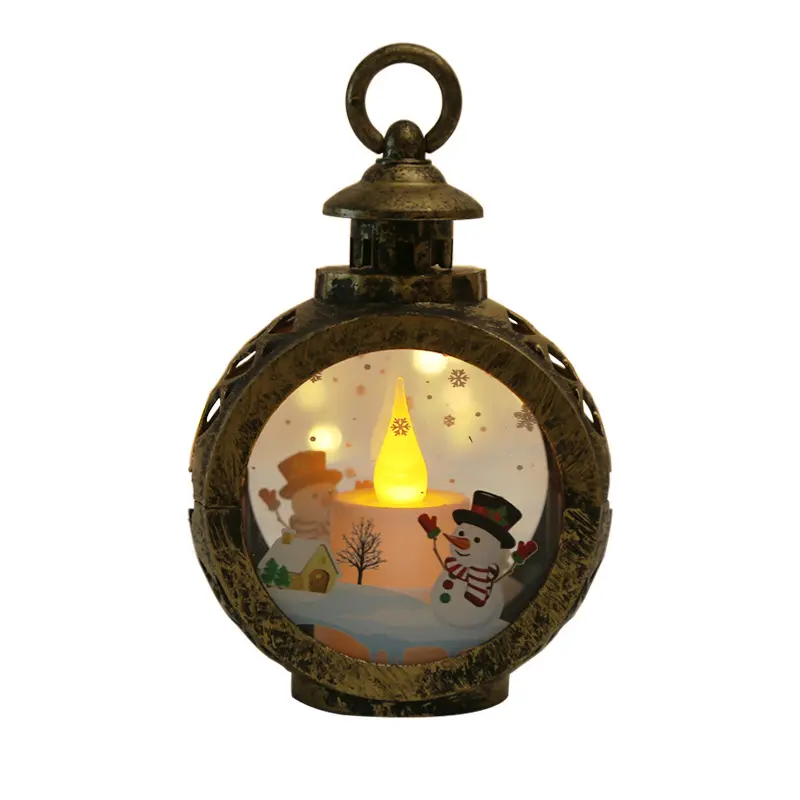 Vela de Navidad linterna decoración lámpara de viento candelabro lámpara de mesa redonda para niños luz colgante Vintage