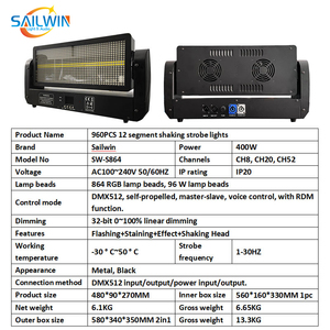 LEDストロボパーティーエフェクトミックスカラー960pcrgbフルカラーdmxledフラッシュシェーキングヘッドストロボライト - Product Image 6