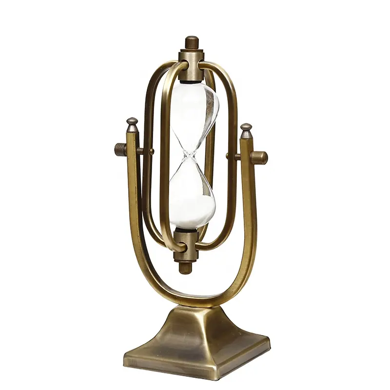 Stock ready to ship Small Metal rotating sand hourglass timer for home decoration hourglass decoration