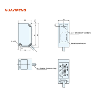 Huayifeng Micro Sensor de Desplazamiento láser 100 Distancia central de medición Salidas NPN PNP con salidas analógicas de voltaje y corriente