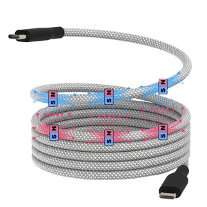 2025新设计60W 100W USB C型快速充电电缆方便存储磁性线圈尼龙新方便快速充电数据