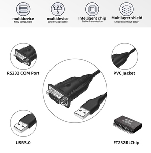 Fabrika toptan USB RS232 adaptörü seri kablo USB 2.0 DB9 erkek 9 Pin FT232 yonga seti ile RS232 dönüştürücü kablosu - Product Image 3