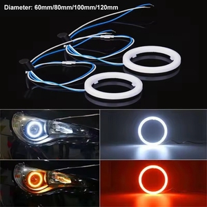 2 adet 60/70/80/90/100/110/120mm 7 renkler LED araba melek gözler ışık halkası 12V araba motosiklet gündüz çalışan işık DRL sis lambası - Product Image 3